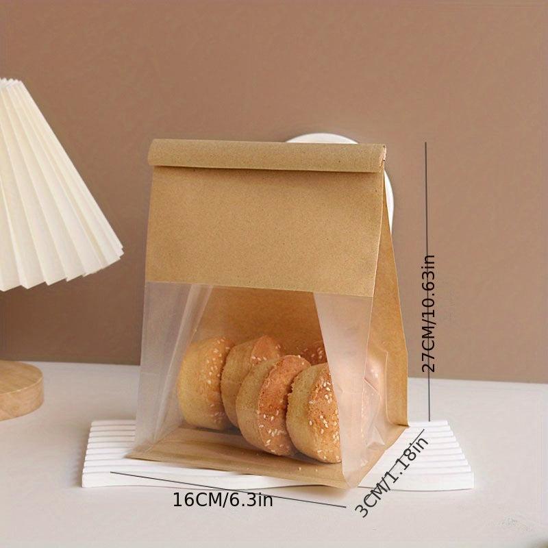 10pcs 450g Stand Up Pouches for Bread - Self Sealing, Rolled Edges