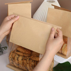 10pcs 450g Stand Up Pouches for Bread - Self Sealing, Rolled Edges