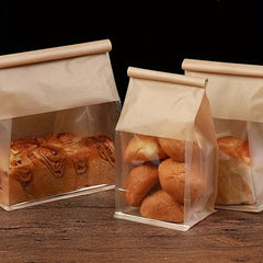 10pcs 450g Stand Up Pouches for Bread - Self Sealing, Rolled Edges
