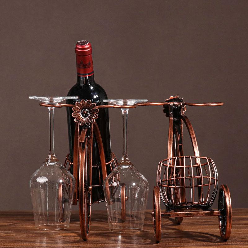 Vintage European Style Carriage Wine Rack & Glass Storage Organizer
