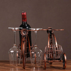 Vintage European Style Carriage Wine Rack & Glass Storage Organizer