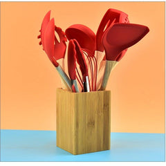 Wooden Utensils Storage Bucket Desk Organizer for Pencils Makeup Brush