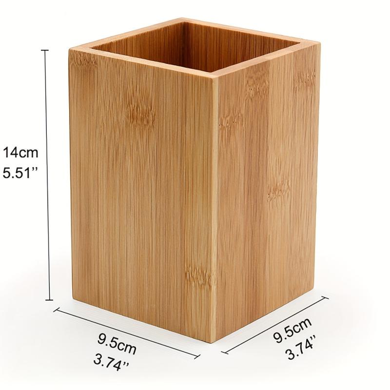 Wooden Utensils Storage Bucket Desk Organizer for Pencils Makeup Brush