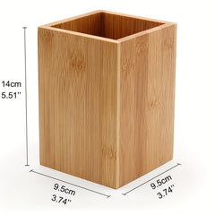 Wooden Utensils Storage Bucket Desk Organizer for Pencils Makeup Brush