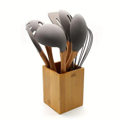 Wooden Utensils Storage Bucket Desk Organizer for Pencils Makeup Brush