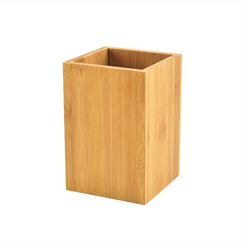Wooden Utensils Storage Bucket Desk Organizer for Pencils Makeup Brush