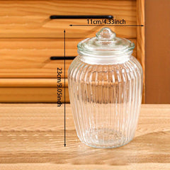 Thickened Transparent Biscuit Jar with Lid Sealed Storage Glass Jar
