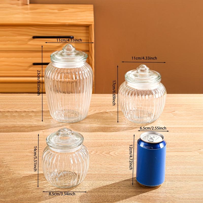 Thickened Transparent Biscuit Jar with Lid Sealed Storage Glass Jar