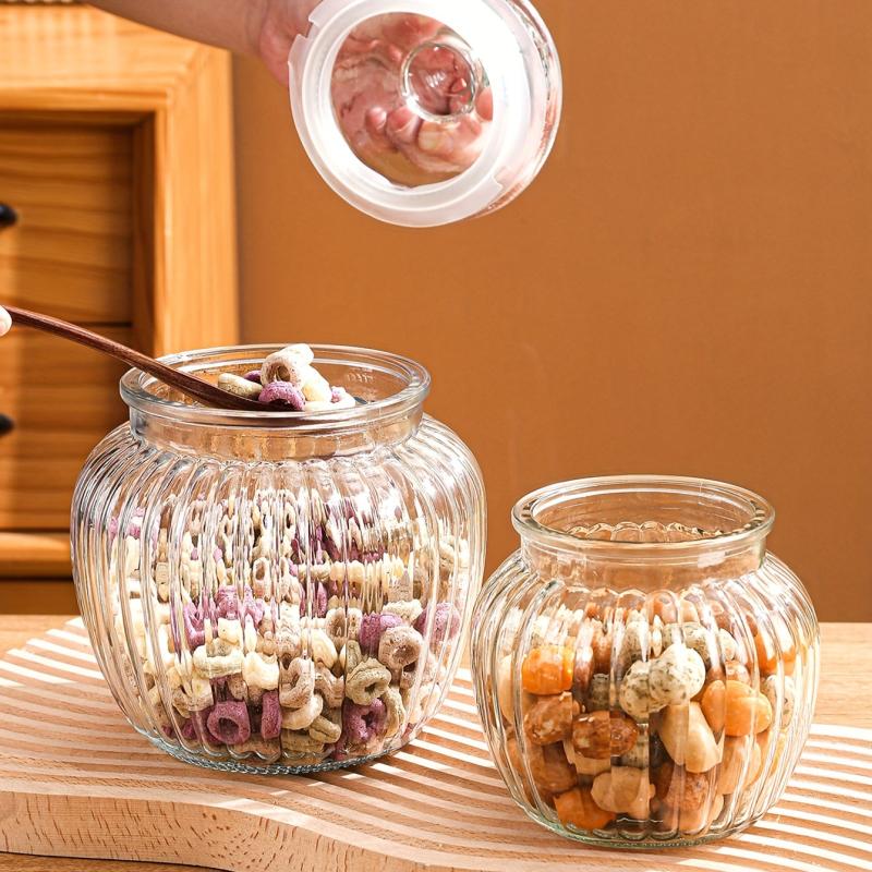 Thickened Transparent Biscuit Jar with Lid Sealed Storage Glass Jar