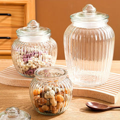 Thickened Transparent Biscuit Jar with Lid Sealed Storage Glass Jar