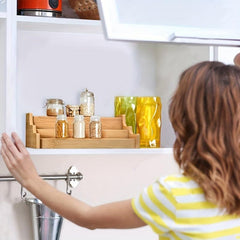 3 Tier Bamboo Spice Rack Expandable Seasoning Organizer