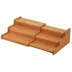 3 Tier Bamboo Spice Rack Expandable Seasoning Organizer