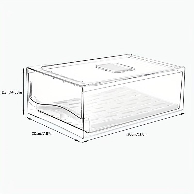 BPA Fridge Organizer Bins w/ Draining Pad Clear Plastic Freez