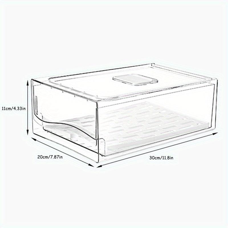 BPA Fridge Organizer Bins w/ Draining Pad Clear Plastic Freez