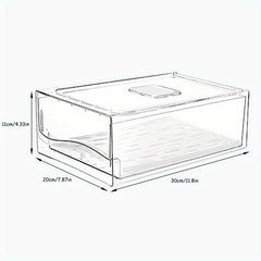 BPA Fridge Organizer Bins w/ Draining Pad Clear Plastic Freez