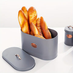 Set Of 4 Gray Metal Bread Box For Kitchen Storage Container