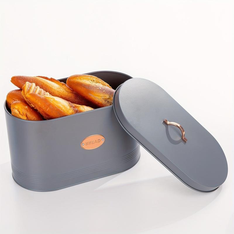 Set Of 4 Gray Metal Bread Box For Kitchen Storage Container