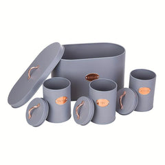 Set Of 4 Gray Metal Bread Box For Kitchen Storage Container