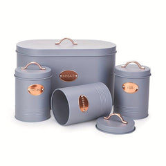 Set Of 4 Gray Metal Bread Box For Kitchen Storage Container