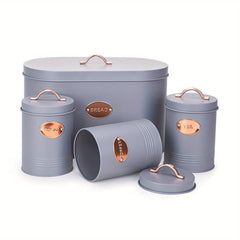 Set Of 4 Gray Metal Bread Box For Kitchen Storage Container