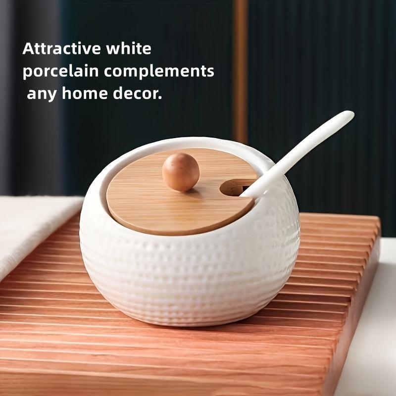 Golf Ceramic Spice Jar Set with Bamboo Stand & Spoon