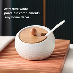Golf Ceramic Spice Jar Set with Bamboo Stand & Spoon