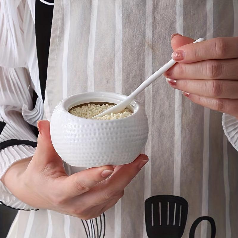 Golf Ceramic Spice Jar Set with Bamboo Stand & Spoon