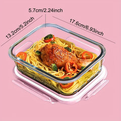 3pcs Pink Microwave Glass Lunch Box Fresh keeping Separated Lunch Box For Teens