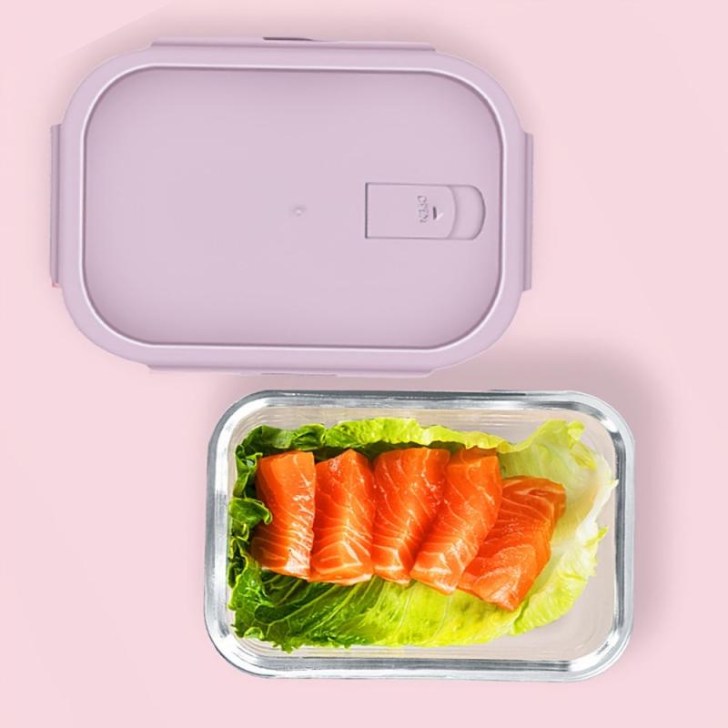 3pcs Pink Microwave Glass Lunch Box Fresh keeping Separated Lunch Box For Teens