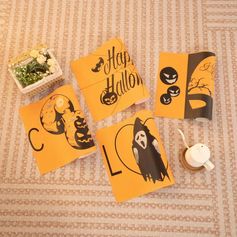 4pcs Halloween Pattern Refrigerator Mat Anti-fouling Cuttable Mat