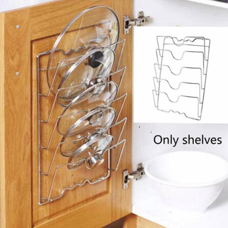 Stainless Steel Pot Lid Holder and Cutting Board Rack