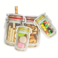 30PCS Mason Jar Zipper Bags Food Storage Reusable Pouch Biscuit Candy Snack