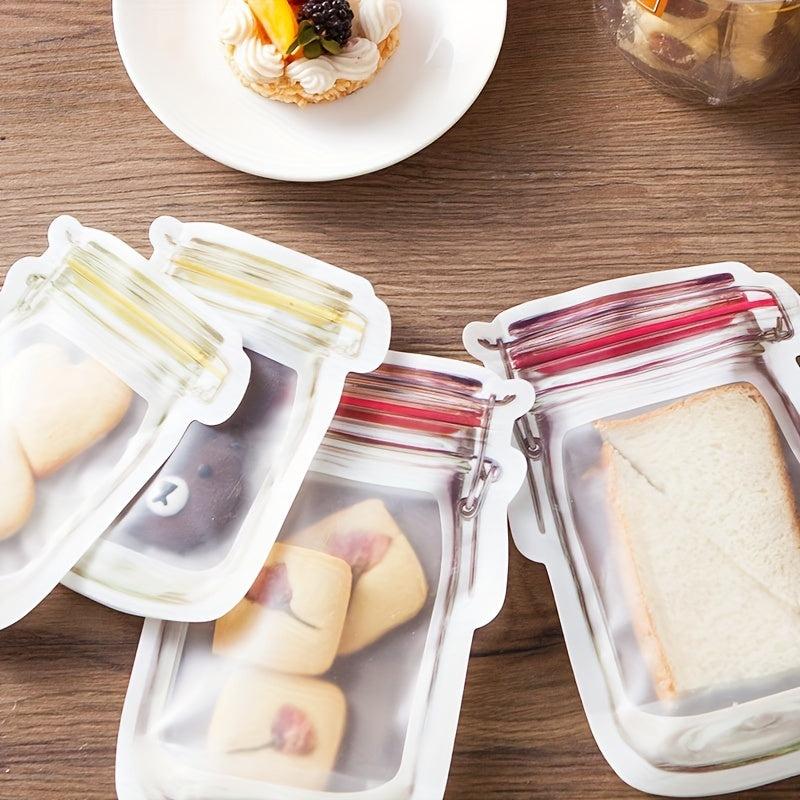 30PCS Mason Jar Zipper Bags Food Storage Reusable Pouch Biscuit Candy Snack