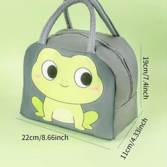 Cartoon Frog Insulated Lunch Bag Reusable Aluminum Foil Bento Bag Leakproof