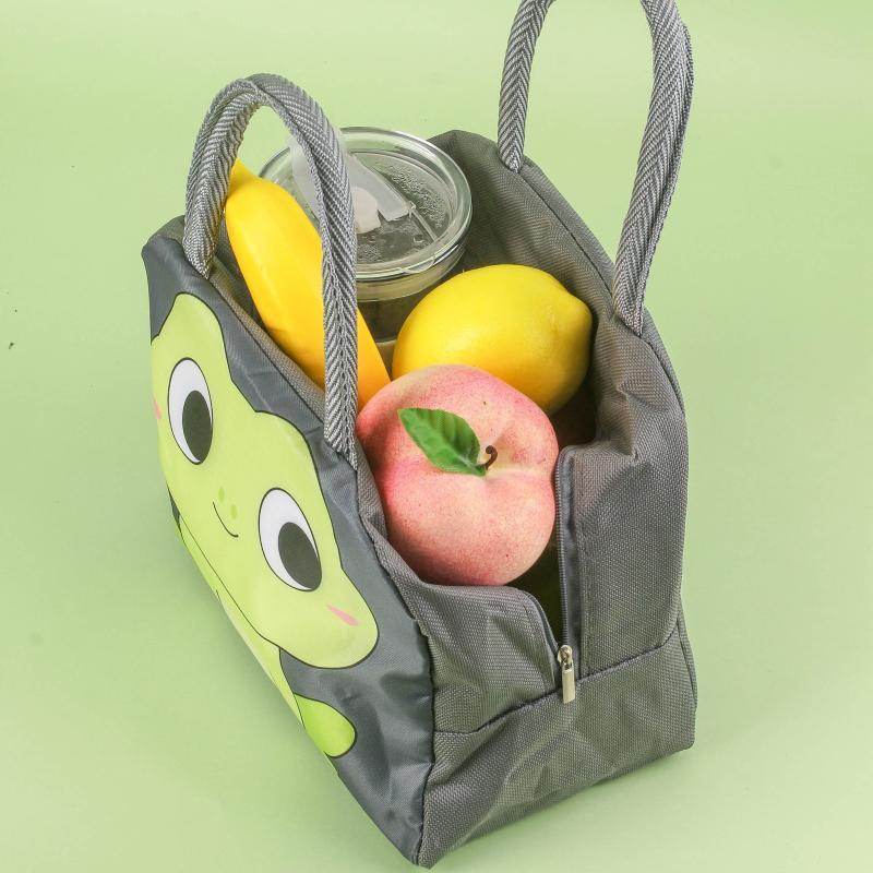 Cartoon Frog Insulated Lunch Bag Reusable Aluminum Foil Bento Bag Leakproof