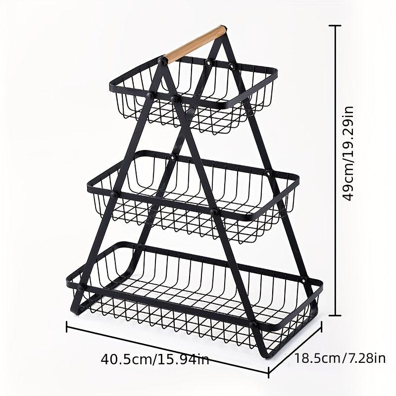 3-Layer Kitchen Fruit & Vegetable Storage Rack Portable Candy Tray
