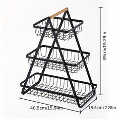 3-Layer Kitchen Fruit & Vegetable Storage Rack Portable Candy Tray