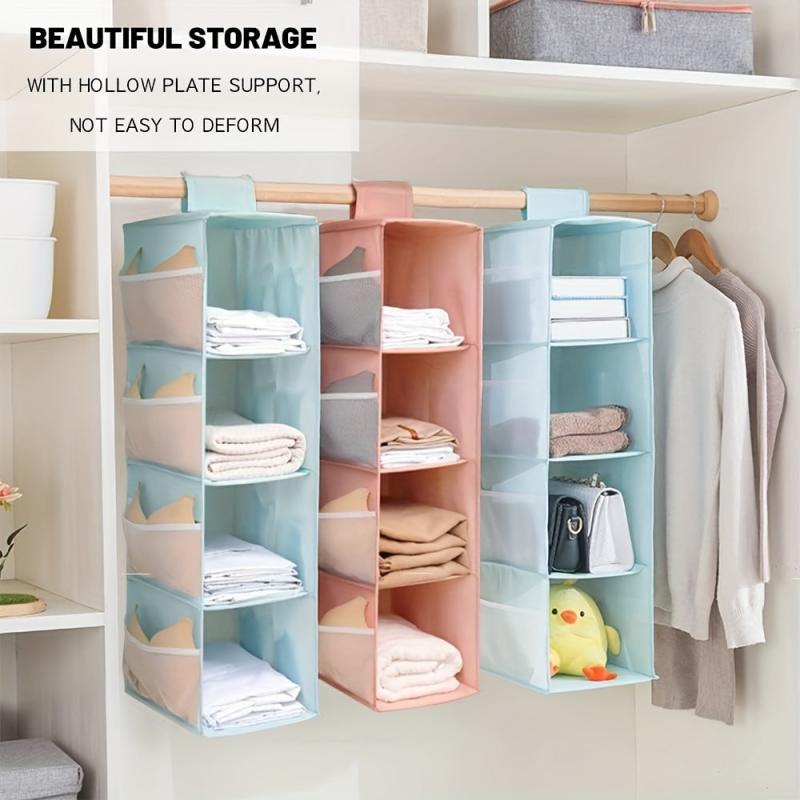 1pc Hanging Wardrobe Shelf Organiser Foldable Dustproof Container