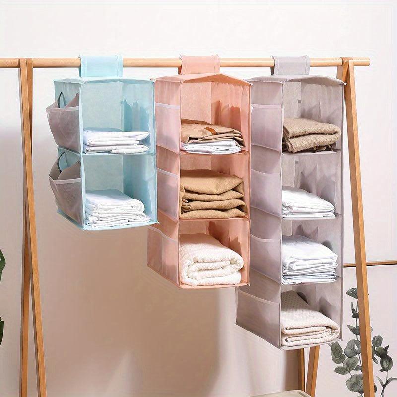 1pc Hanging Wardrobe Shelf Organiser Foldable Dustproof Container