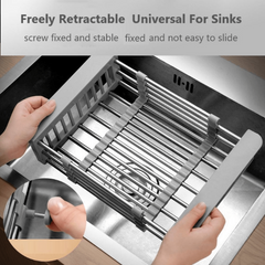 Kitchen Sink Drain Basket Telescopic Tableware Drain Rack