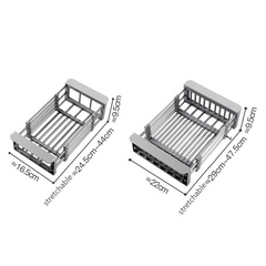 Kitchen Sink Drain Basket Telescopic Tableware Drain Rack