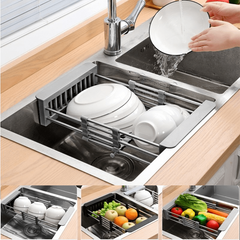 Kitchen Sink Drain Basket Telescopic Tableware Drain Rack