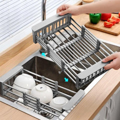 Kitchen Sink Drain Basket Telescopic Tableware Drain Rack