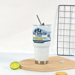 30oz Stainless Steel Vacuum Flask with Straw Leakproof Insulated Cup
