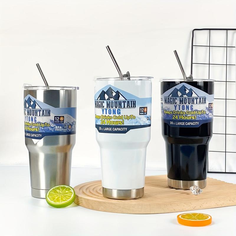 30oz Stainless Steel Vacuum Flask with Straw Leakproof Insulated Cup