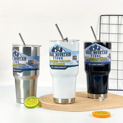 30oz Stainless Steel Vacuum Flask with Straw Leakproof Insulated Cup