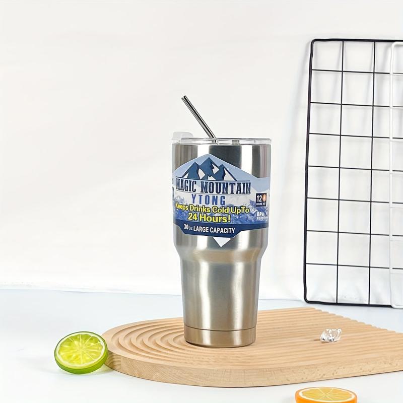 30oz Stainless Steel Vacuum Flask with Straw Leakproof Insulated Cup
