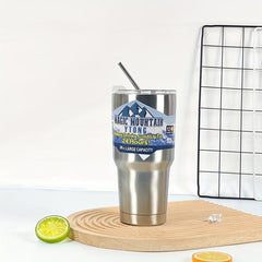 30oz Stainless Steel Vacuum Flask with Straw Leakproof Insulated Cup