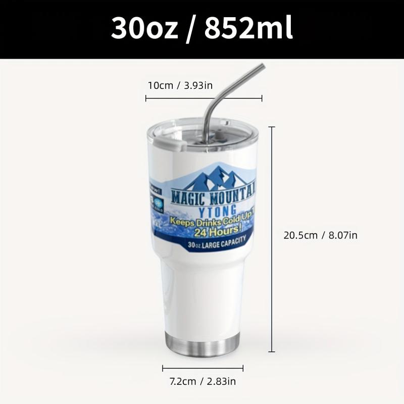 30oz Stainless Steel Vacuum Flask with Straw Leakproof Insulated Cup