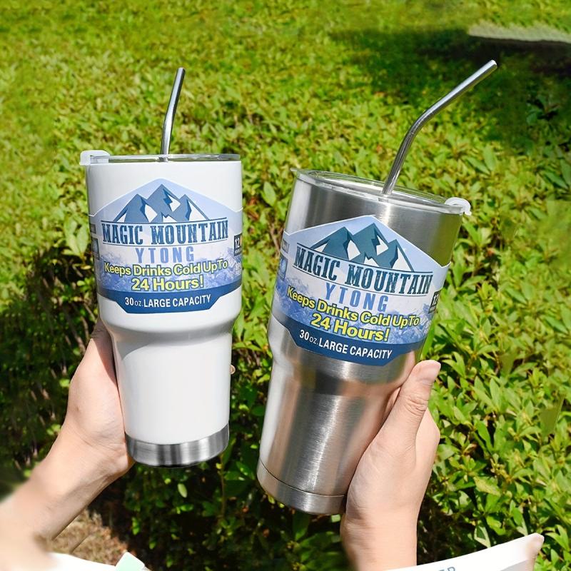 30oz Stainless Steel Vacuum Flask with Straw Leakproof Insulated Cup